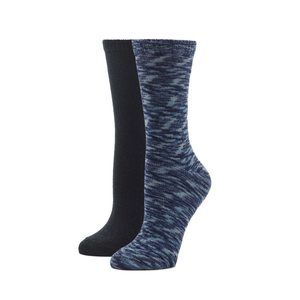 HUE Women's Space Dyed Boot Socks 2 Pair Pack Denim/Black